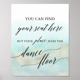 Poster Carte Aqua et Gold Beach Plaque de danse