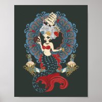 Carte Art nouveau Rococo mermaid