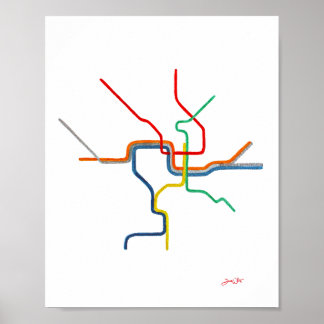 Poster Carte artistique du métro de Washington DC