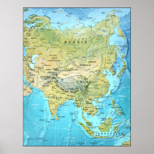 Poster carte Asie