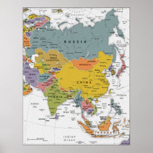 Poster carte Asie