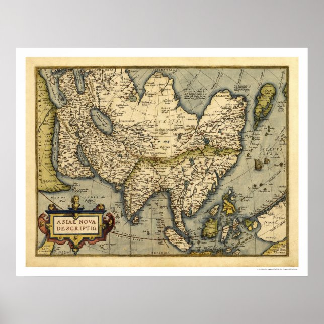 Poster Carte Asie Par Ortelius 1570 (Devant)