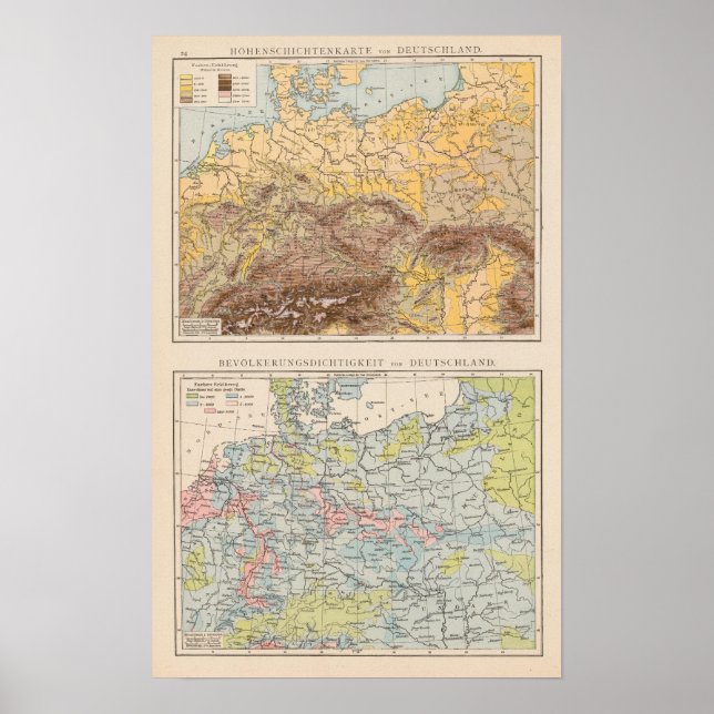 Poster Carte Atlas de l'Europe centrale (Devant)