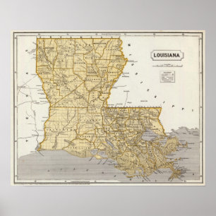 Poster Carte Atlas Louisiane