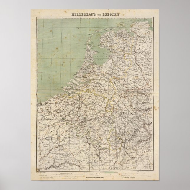 Poster Carte Atlas Pays-Bas et Belgique (Devant)