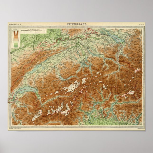 Poster Carte Atlas Suisse (Devant)