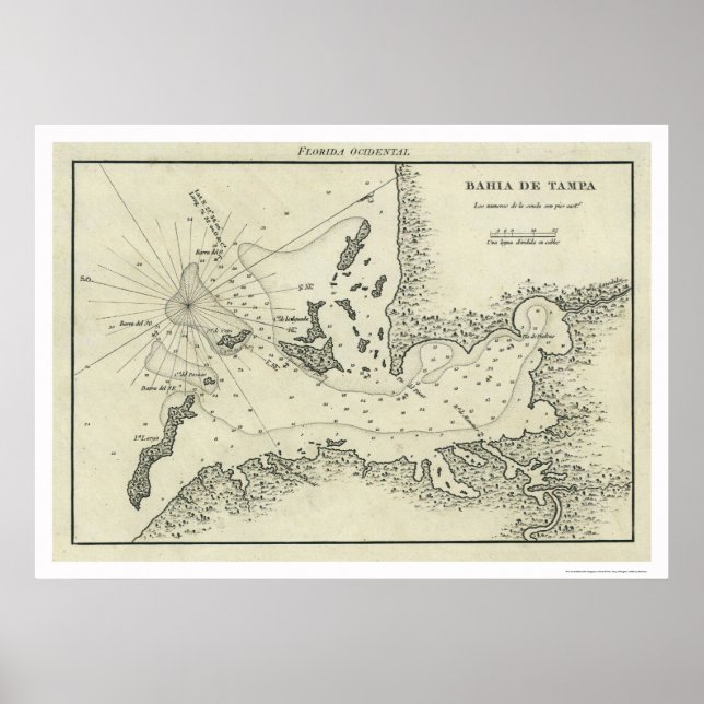 Poster Carte Bahia De Tampa Floride 1809 (Devant)