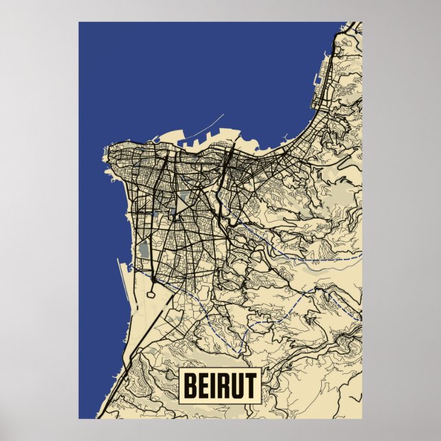 Poster Carte Beyrouth (Devant)