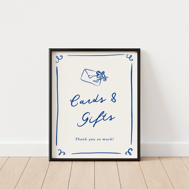 Poster Carte bleue et cadeaux de la Marine tirée à la mai (Créateur téléchargé)