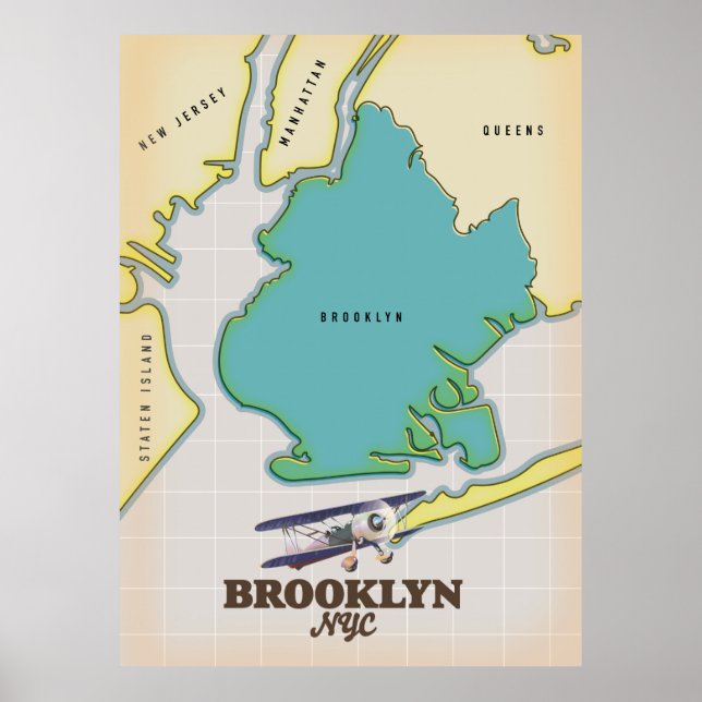 Poster Carte Brooklyn New York (Devant)