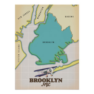 Poster Carte Brooklyn New York