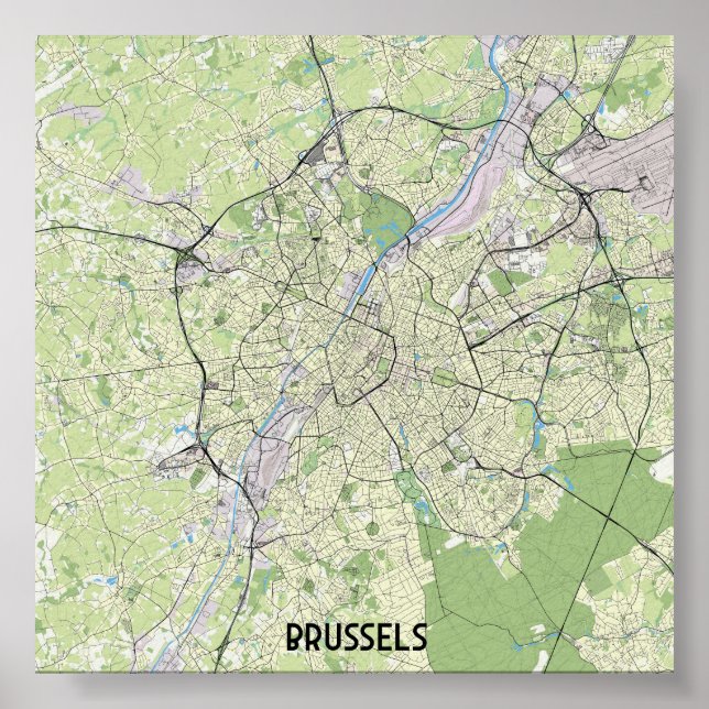 Poster Carte Bruxelles (Devant)