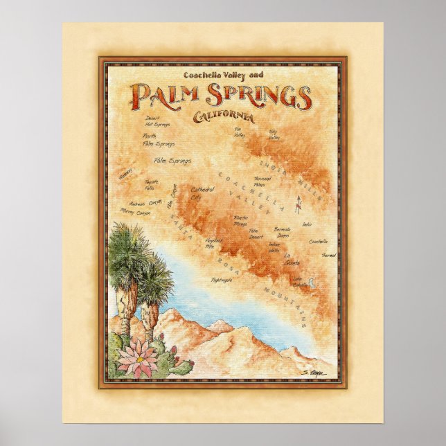 Poster Carte Ca Palm Springs (Devant)