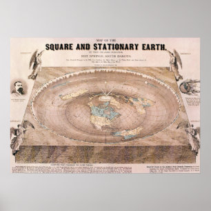 Poster Carte "Carré et fixe" de la Terre plate