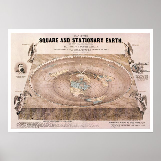 Poster Carte "Carré et fixe" de la Terre plate (Devant)