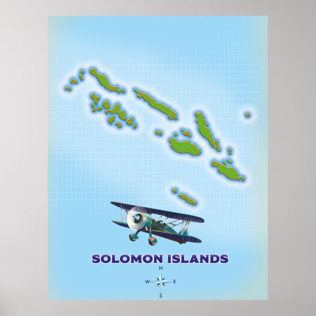 Poster Carte cartographique des îles Salomon. (Devant)