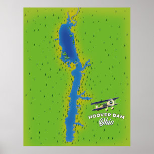 Poster Carte cartographique du barrage Hoover Ohio