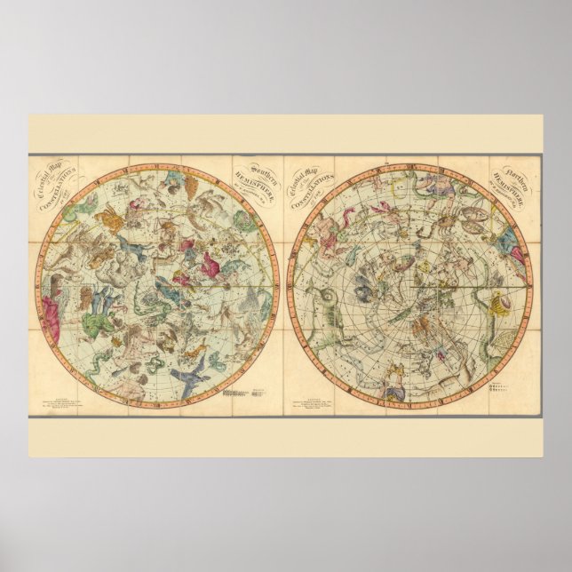 Poster Carte Céleste Des Constellations (Devant)