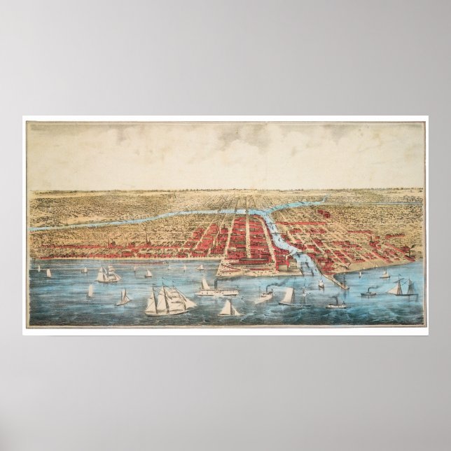 Poster CARTE : CHICAGO, c1857 (Devant)