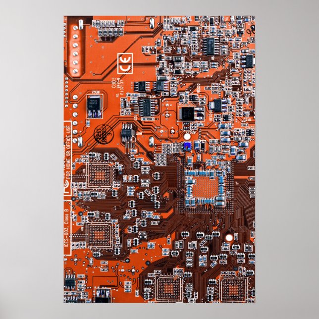 Poster Carte circuit imprimé circuit orange PCB (Devant)