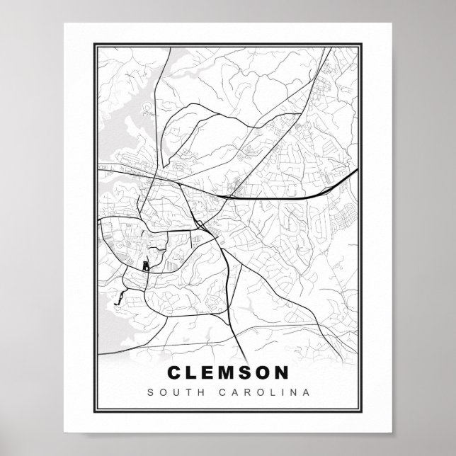 Poster Carte Clemson (Devant)