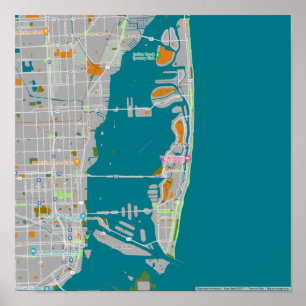 Poster Carte colorée de Miami