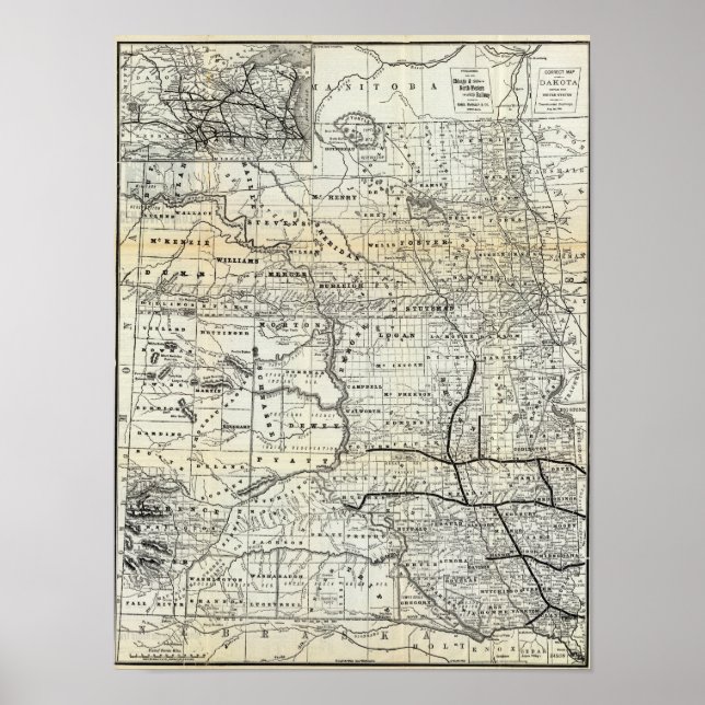 Poster Carte correcte du Dakota (Devant)