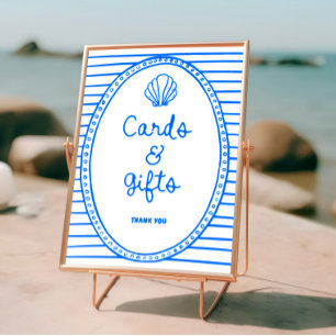 Poster Carte Côtière Bleue Dessinée À La Main Cadeaux Cad