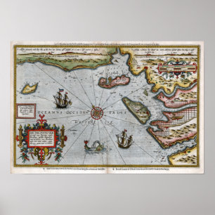 Poster Carte côtière française 1586
