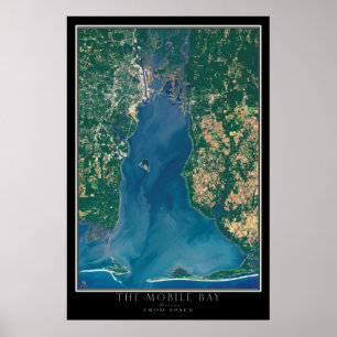 Poster Carte d'affichage satellite de Mobile Bay Alabama
