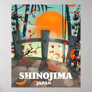 Poster carte d'affiche de voyage de Shinojima