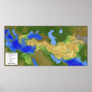 Poster Carte d'Alexandre le Grand Empire 334-328 B.C.