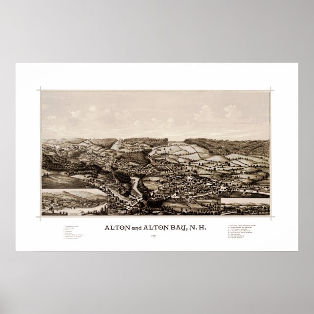 Poster Carte d'Alton New Hampshire en 1888 (Devant)