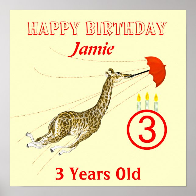Poster Carte d'anniversaire de la Giraffe Whimsical (Devant)