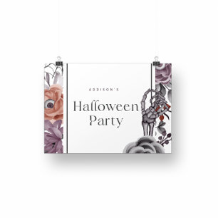 Poster Carte d'anniversaire éffrayant Floral Halloween