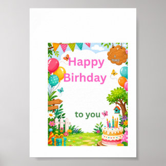 Poster Carte d'anniversaire mignonne imprimable pour enfa