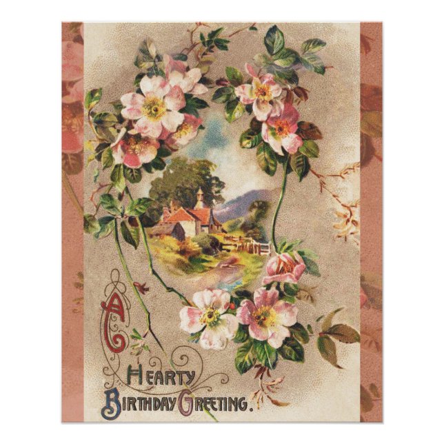 Poster Carte d'anniversaire vintage (Devant)