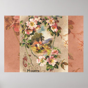 Poster Carte d'anniversaire vintage