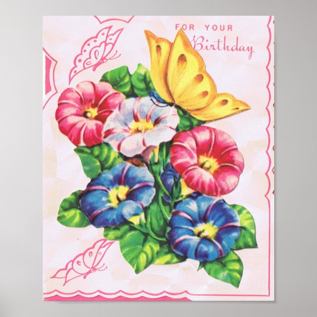 Poster Carte d'anniversaire vintage (Devant)