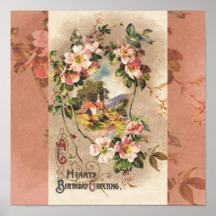 Poster Carte d'anniversaire vintage