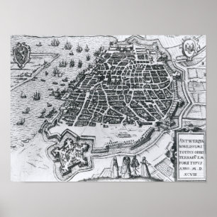 Poster Carte d'Anvers, 1598