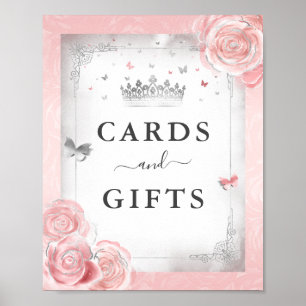 Poster Carte d'argent rose pâle Cadeaux Table Party Signa