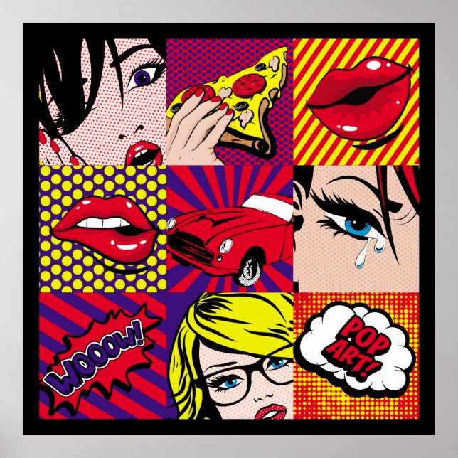 Poster Carte d'art pop Illustration, art, bande dessinée, (Devant)