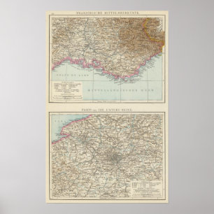 Poster Carte d'atlas de la France