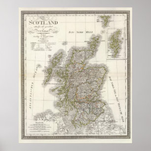 Poster Carte d'atlas de l'Ecosse