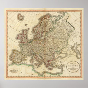 Poster Carte d'atlas de l'Europe