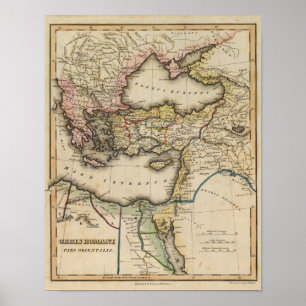 Poster Carte d'atlas de Moyen-Orient