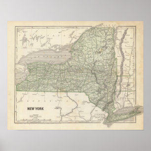 Poster Carte d'atlas de New York