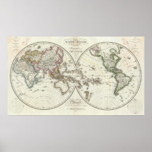 Poster Carte d'atlas de Paris