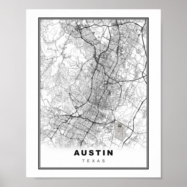 Poster Carte d'Austin (Devant)